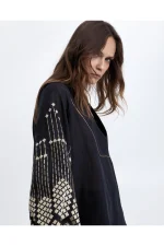 Lantern Sleeve Top - Black/Gold - Image 3