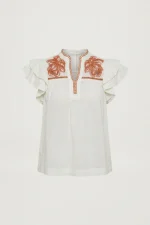 Vania Top - Papyrus / Burnt Orange