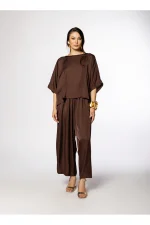 Bonded Slits Elxis Blouse - Chocolate