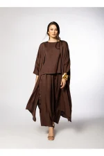 Bonded Slits Elxis Blouse - Chocolate - Image 2