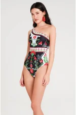 Pomegranate One Shoulder Swimsuit - Image 4