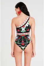 Pomegranate One Shoulder Swimsuit - Image 6