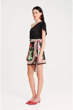 Pomegranate Wrap Mini Skirt - Image 5