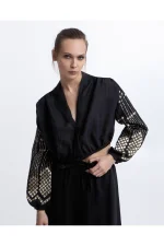 Constellation Crop Blouse - Black/Gold