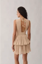 Chloe Lurex Dress - Sand - Image 2