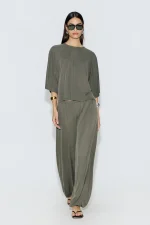 Relaxed Blouse - Dark Khaki - Image 3