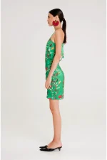 Exotic One Shoulder Mini Dress - Jacquard - Image 4