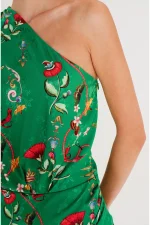 Exotic One Shoulder Mini Dress - Jacquard - Image 5