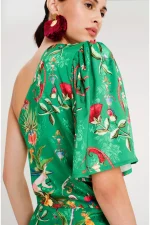 Exotic One Shoulder Mini Dress - Jacquard - Image 6