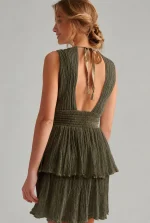 Chloe Lurex Dress - Khaki - Image 2