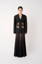 Wool Blend Corset Jacket - Nero