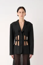 Wool Blend Corset Jacket - Nero - Image 2