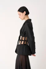 Wool Blend Corset Jacket - Nero - Image 3