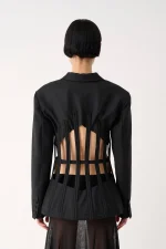 Wool Blend Corset Jacket - Nero - Image 4