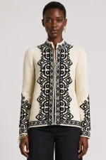 Norlandia Cardigan - Vanilla With Onyx Black