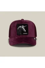Baseball Cap Velour Legend Unicorn - Maroon