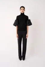 Straight Leg Trousers In Milan Stitch - Nero
