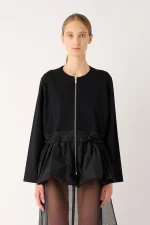 Jacket With Taffeta Insert At The Bottom - Nero