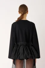 Jacket With Taffeta Insert At The Bottom - Nero - Image 3
