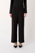 Straight Line Trousers In Scuba Fabric - Nero - Image 2