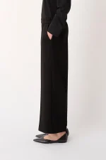 Straight Line Trousers In Scuba Fabric - Nero - Image 3
