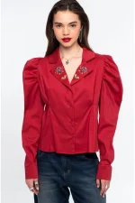 Emblem Shirt - Cotton - Bordeaux - Image 2