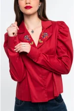 Emblem Shirt - Cotton - Bordeaux - Image 3