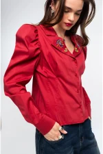 Emblem Shirt - Cotton - Bordeaux - Image 5