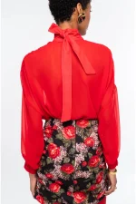 Sheer Blouse - Red - Image 4