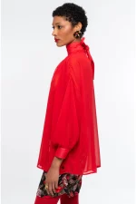 Sheer Blouse - Red - Image 6